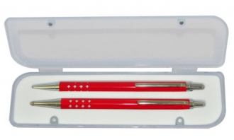 Kugelschreiber und Bleistift-Set im Swiss-Design | Rot