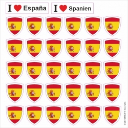 Aufkleber Spanien / España in Wappenform 30 Stück auf Bogen | ca. 12.5 x 12.5 cm