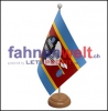 Königreich von Swasiland / Eswatini Tisch-Fahne aus Stoff mit Holzsockel | 22.5 x 15 cm