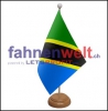 Tansania Tisch-Fahne aus Stoff mit Holzsockel | 22.5 x 15 cm