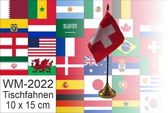 Tisch-Fahnen mit Fuss von allen WM Länder 2022 | 10 x 15 cm