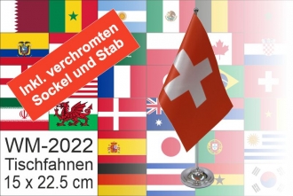 Tisch-Fahnen mit Fuss von allen WM Länder 2022 | 15 x 22.5 cm | DeLuxe