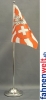 Schweiz Tisch-Fahne DeLuxe ohne Ständer geflammt | 16 x 16 cm