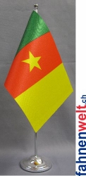 Kamerun Tisch-Fahne DeLuxe ohne Ständer | 15.5  x 24 cm