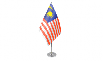 Malaysia / Malaysien Tisch-Fahne DeLuxe ohne Ständer | 15.5  x 24 cm