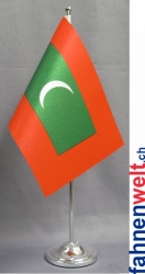 Malediven Tisch-Fahne DeLuxe ohne Ständer | 15.5  x 24 cm