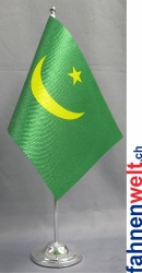 Mauretanien Tisch-Fahne bis 2017 DeLuxe ohne Ständer | 15.5  x 24 cm
