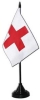 Rotes Kreuz Tisch-Fahne aus Stoff mit Sockel | 10 x 15 cm