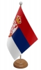 Serbien mit Wappen Tisch-Fahne aus Stoff mit Holzsockel | 22.5 x 15 cm