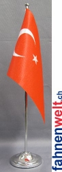 Türkei Tisch-Fahne DeLuxe ohne Ständer | 15.5  x 24 cm