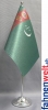 Turkmenistan Tisch-Fahne DeLuxe ohne Ständer | 15.5  x 24 cm