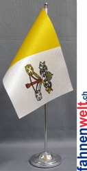 Vatikan Tisch-Fahne DeLuxe ohne Ständer | 15.5  x 24 cm