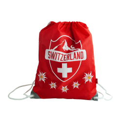 Sportbeutel Schweiz / Switzerland Namenszug und Kreuz | 34 x 45 cm
