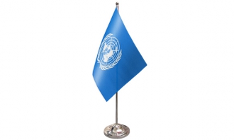 UNO / Vereinte Nationen Tisch-Fahne DeLuxe ohne Ständer | 15.5  x 24 cm