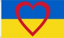 Ukraine mit rotem Herz Fahne aus Stoff | 60 x 90 cm