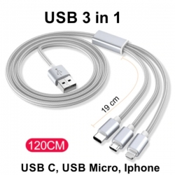 USB 3 in 1 Universalladekabel