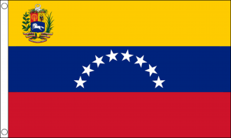 Venezuela MIT Wappen Fahne aus Stoff | 60 x 90 cm