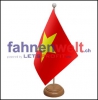 Vietnam Tisch-Fahne aus Stoff mit Holzsockel | 22.5 x 15 cm