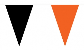 Stoff Wimpelkette schwarz und orange gedruckt | 54 Wimpel 20 x 30 cm 20 m lang