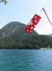 Windsack Schweiz mit vielen Kreuzen kurz | ca. Ø 18 cm x 45 cm / 60 cm  / 60 cm