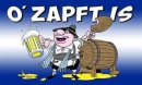Oktoberfest- Ozapft Is Bier Fahne gedruckt | 90 x 150 cm